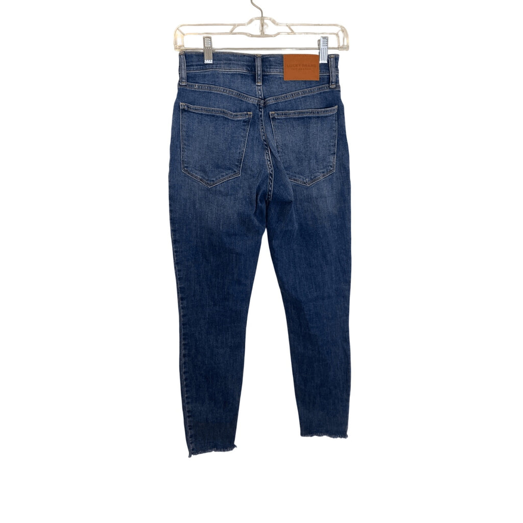 Lucky Brand High Rise Exposed Button Fly Dark Wash Denim Brigette Jeans SZ 2/26