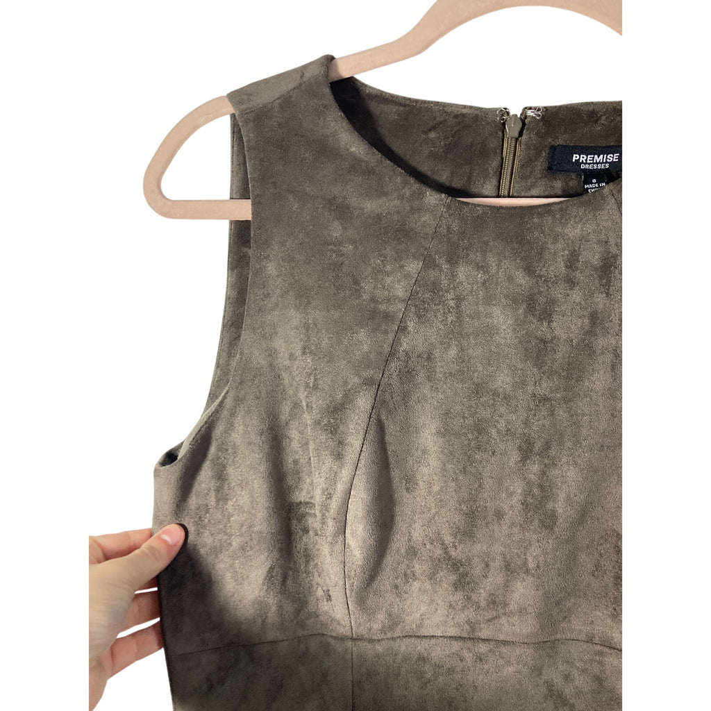 New Premise Faux Suede Heathered Taupe Fit and Flare Formal GNO Revenge Dress 8