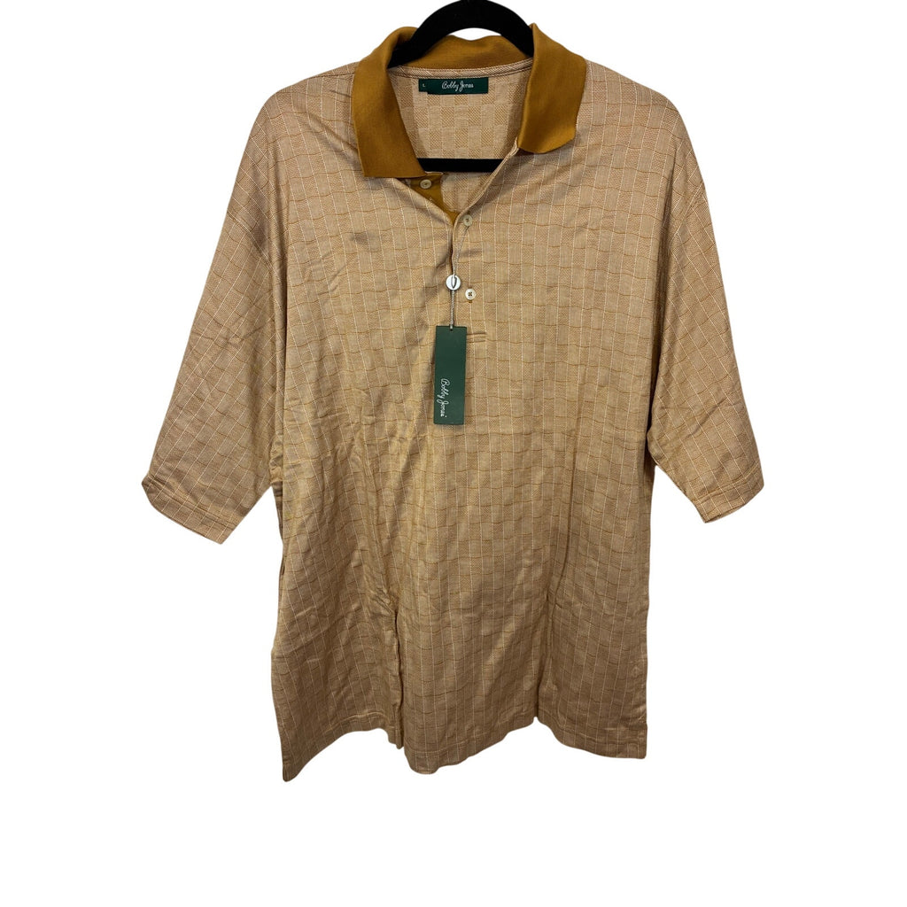 NWT Bobby Jones Collection Golf Polo Shirt Tan Textured Country Club Old Money L
