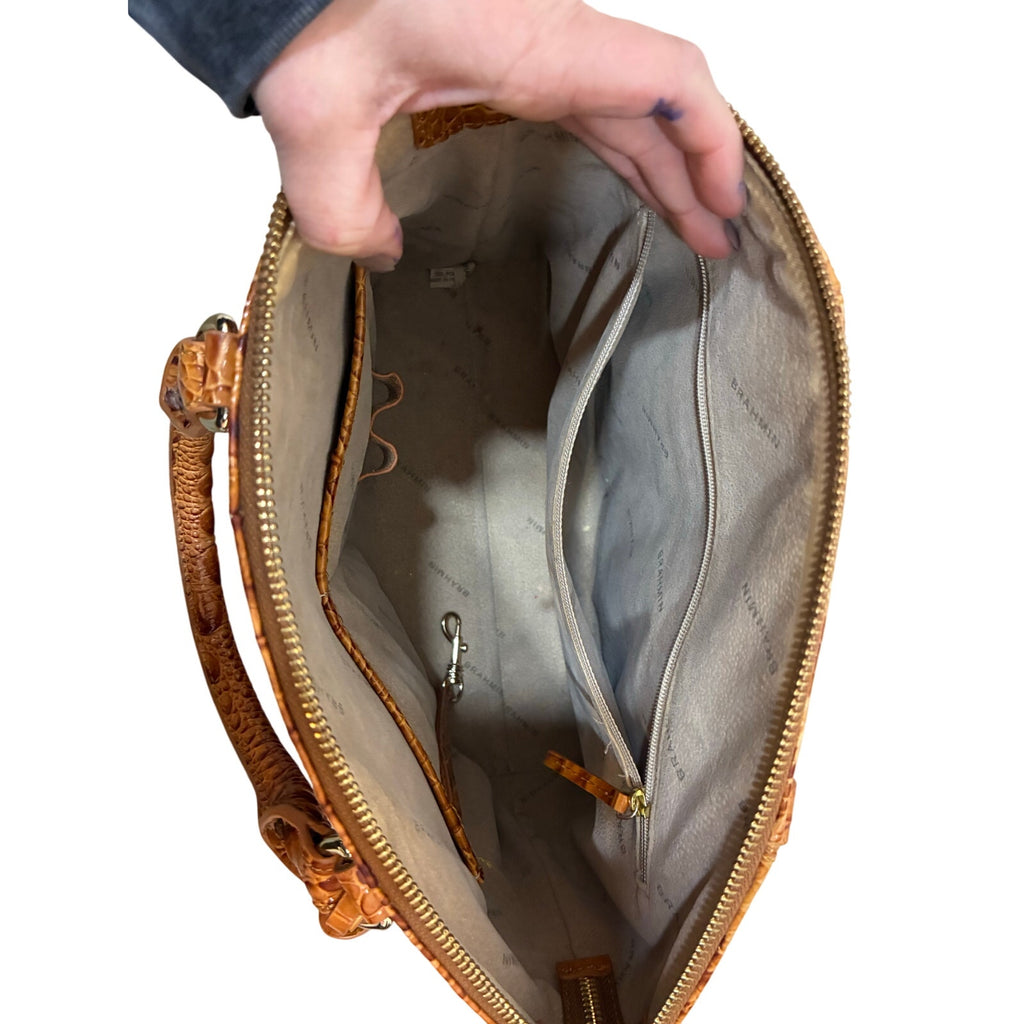 NWOB Brahmin Duxbury Carnelian Copper Melbourne Leather Satchel Minimalist Lux