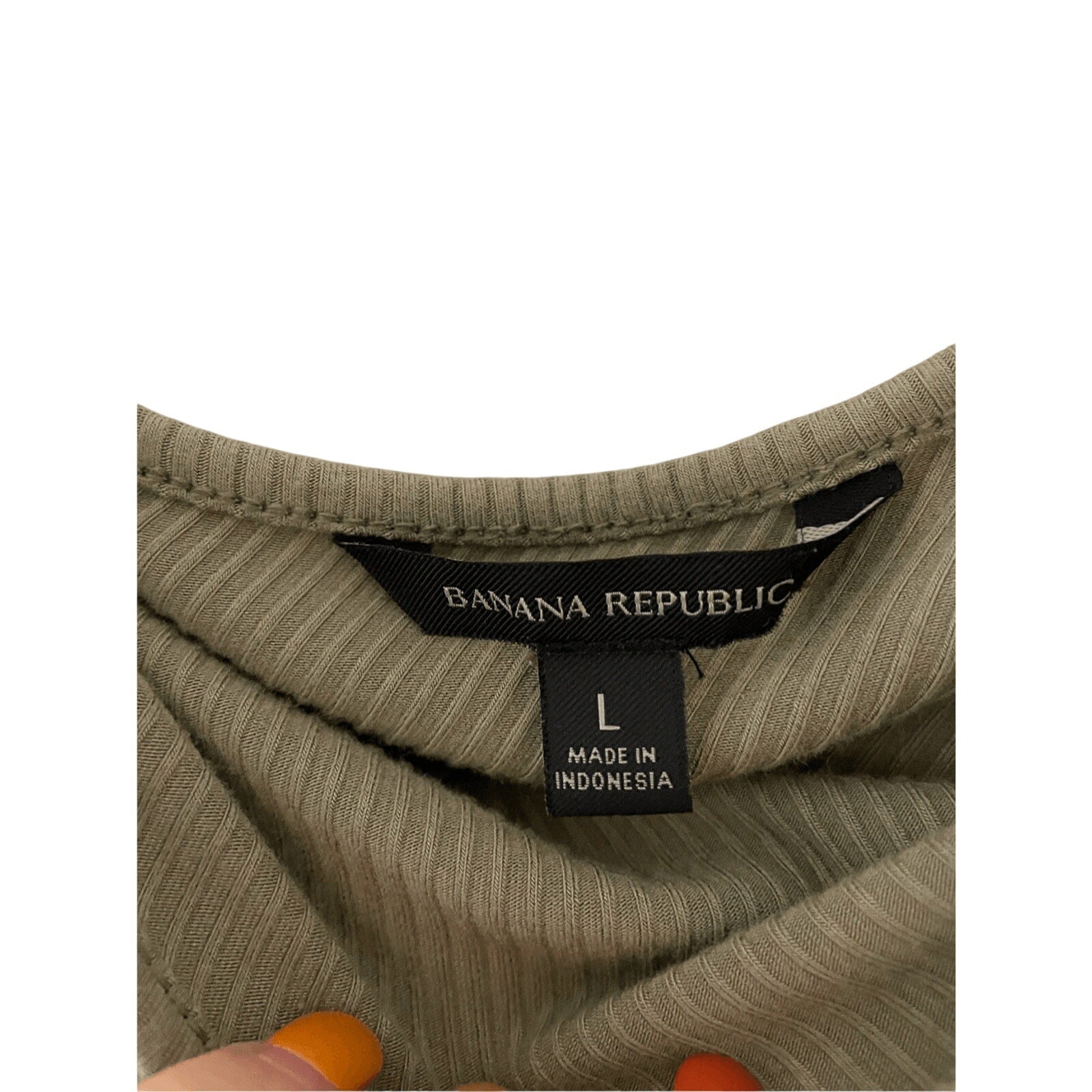 Banana Republic Tate Olive Green Ribbed Modest ONE-SHOULDER DRESS Sz  L