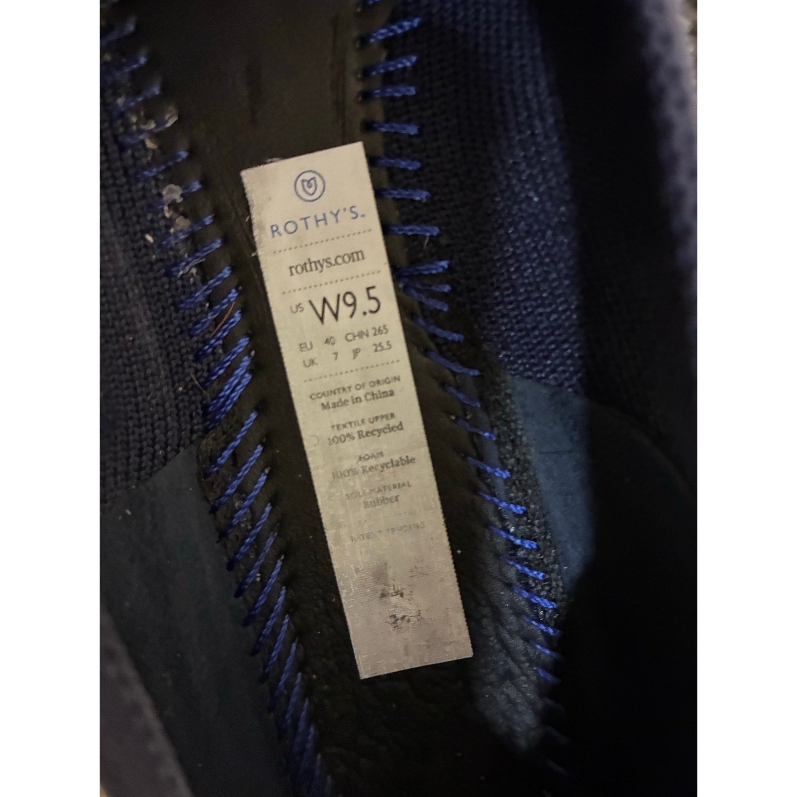 Rothy's The Point Women Maritime Navy Blue Luxury Flats 9.5 Minimalist Washable