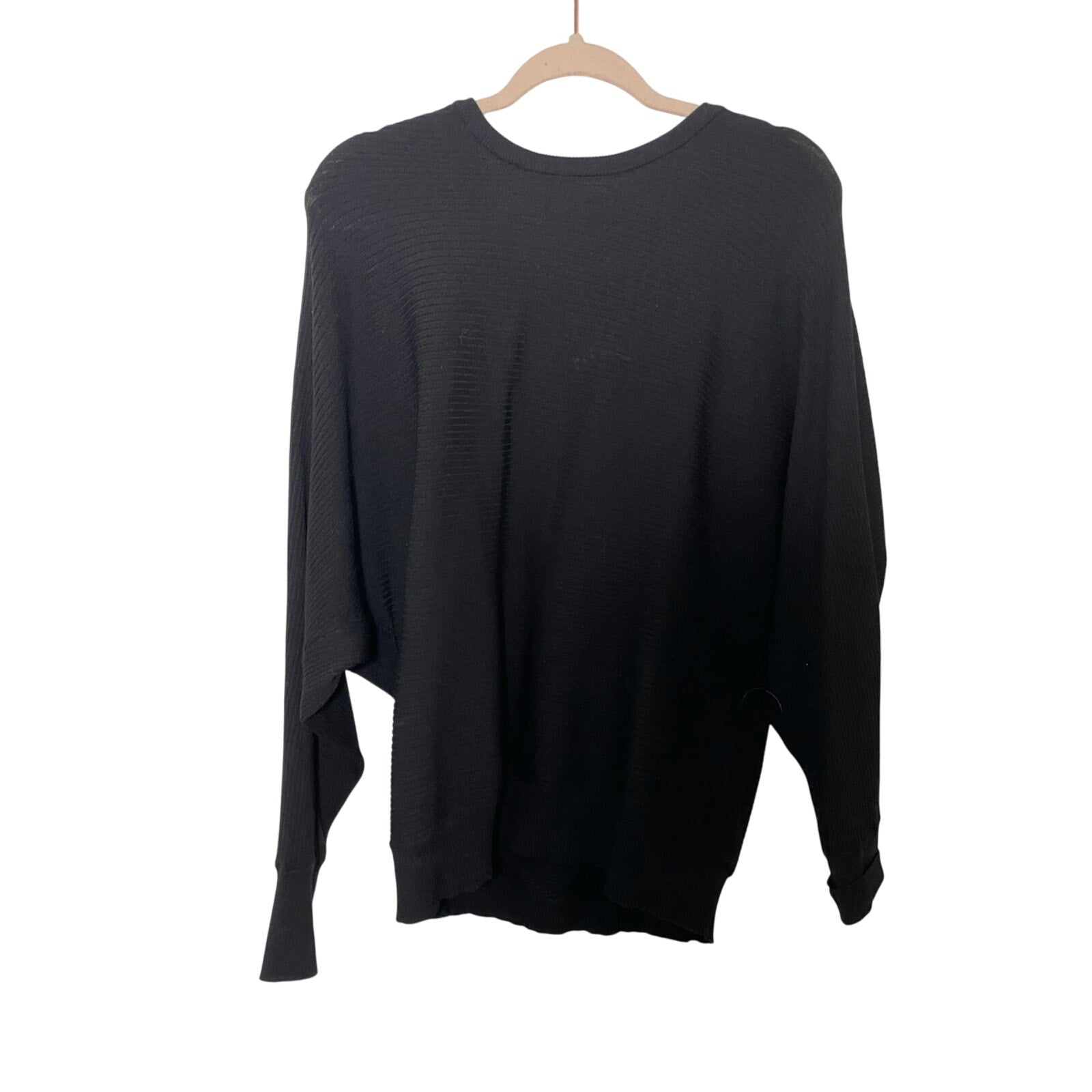 Express Black Plunged Open Back Large Black Sweater Comfy Cozy Minimalist Boho