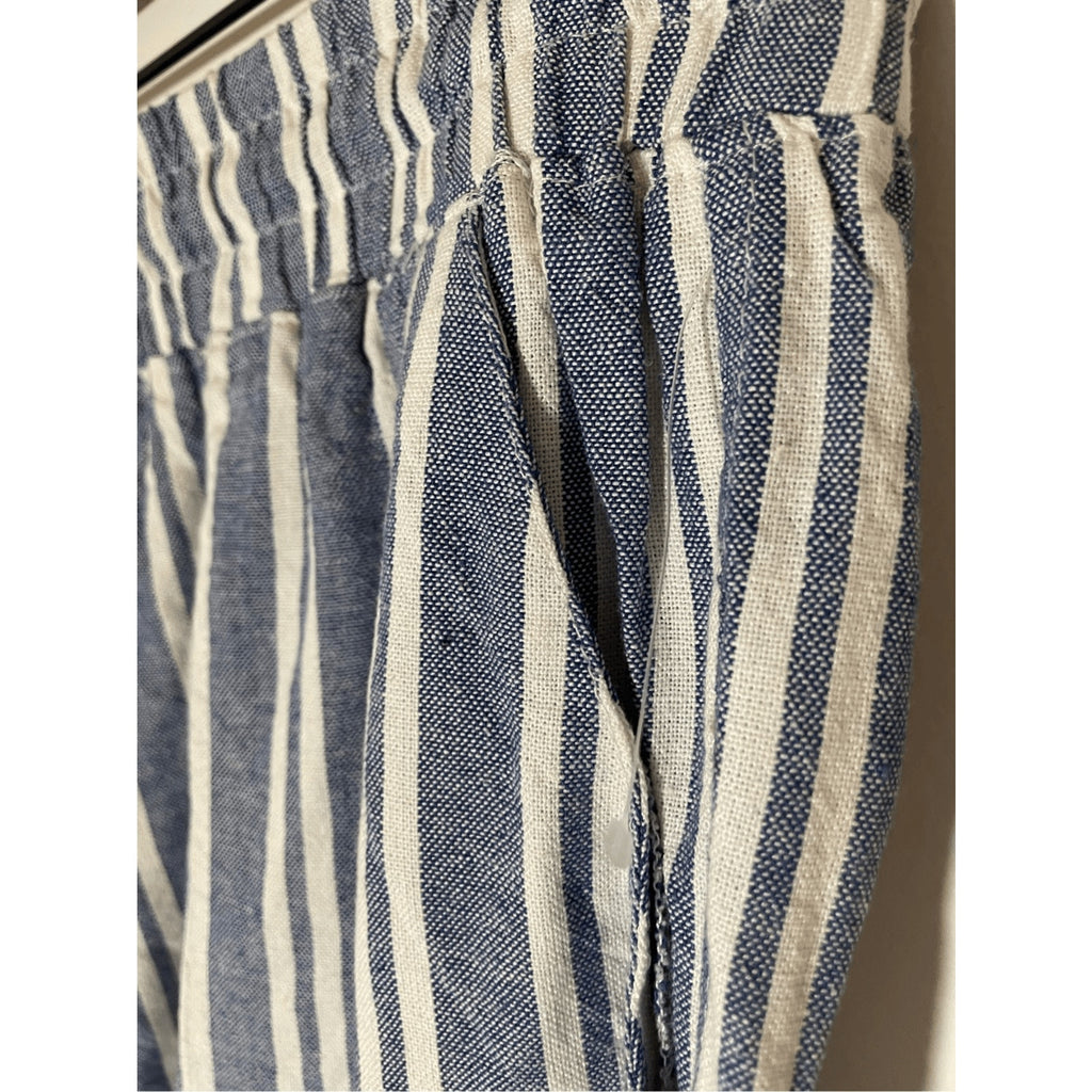 NWT Royalty for Me Large Casual Breton Striped Cotton Pants Wide Leg Trousers