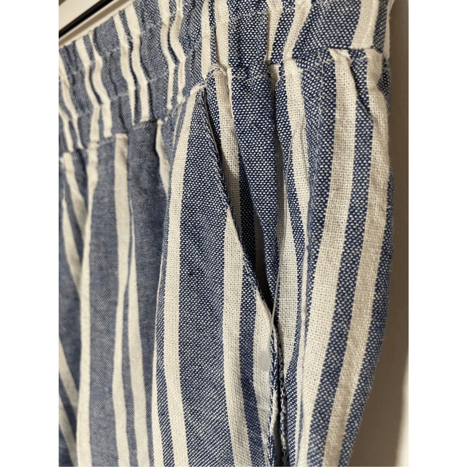 NWT Royalty for Me Large Casual Breton Striped Cotton Pants Wide Leg Trousers