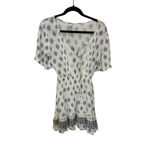 American Rag Bohemian Smocked Neck Mini Dress Novelty California Coastal XS
