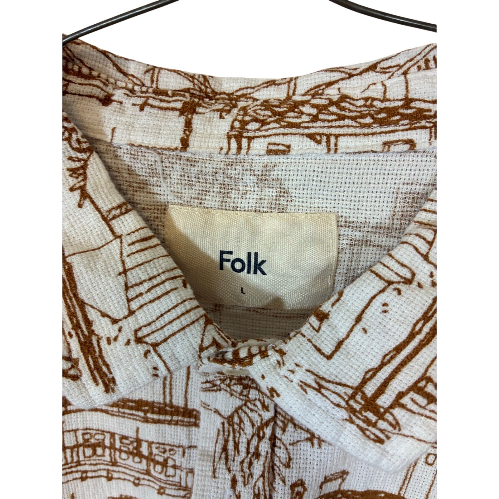 Folk Clothing Large Men's Plate SS Shirt Organic Cotton Preppy Minimalist