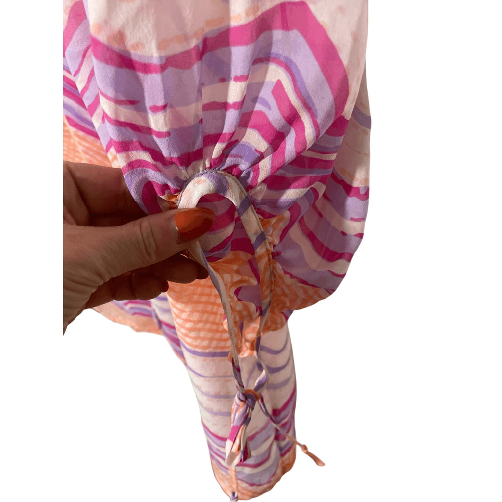 Calypso St. Barth Multicolour Printed Silk Cover Up Front Pearl Button Tunic