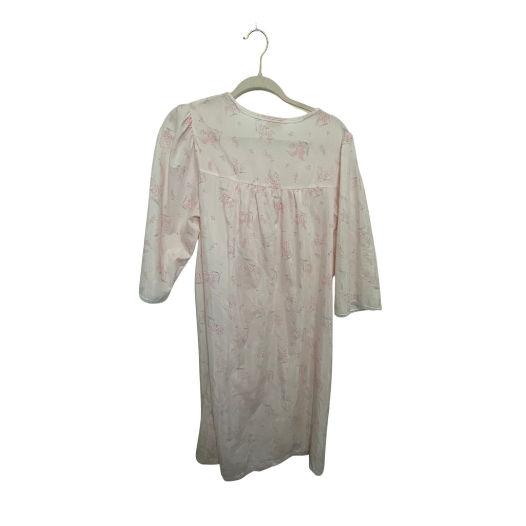 Barbizon Women's Pink Floral Barbie Satin Nightgown Coquette Dainty Victorian M