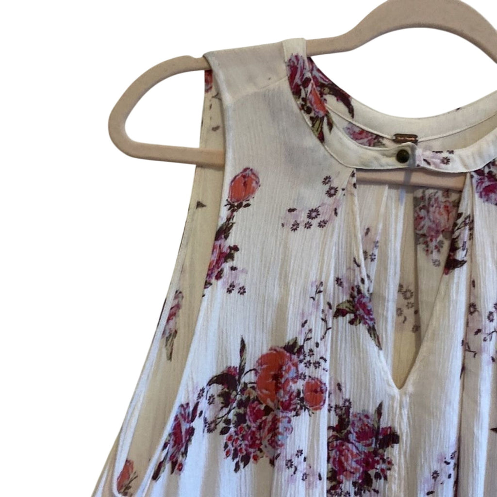 Free People Boho  Western Bloomcore Tunic Floral Flowy Peephole Tank Dress SZ XS