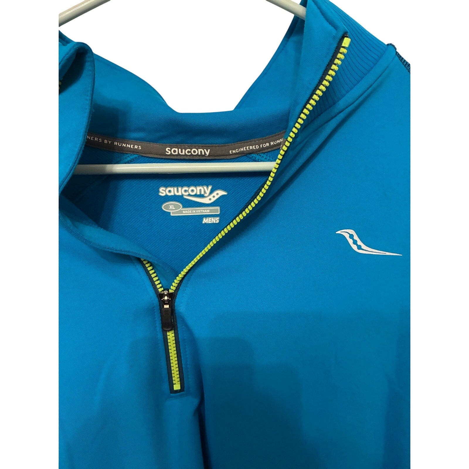 Saucony Mens 1/4 Zip Running Pullover XL Blue Performance Gorpcore Utility