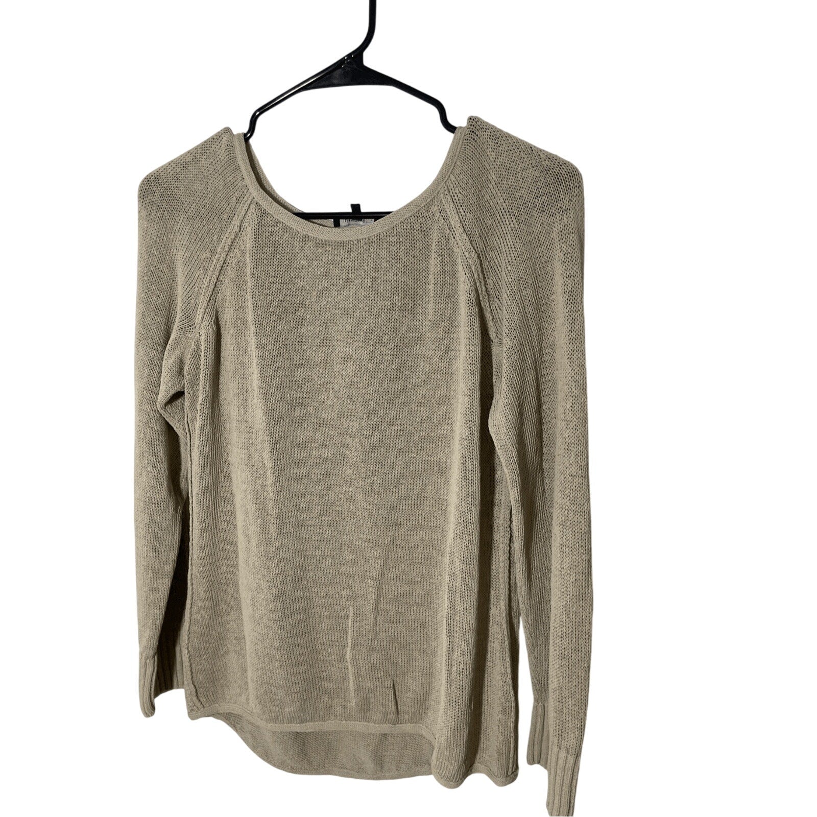 Lafayette 148 LagenLook Medium Neutral Linen Blend Woven Knit Long Sleeve