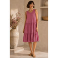 Loft Cotton Tiered  Barbie Pink Cottage Farmhouse Lagenlook Large Tank Dress