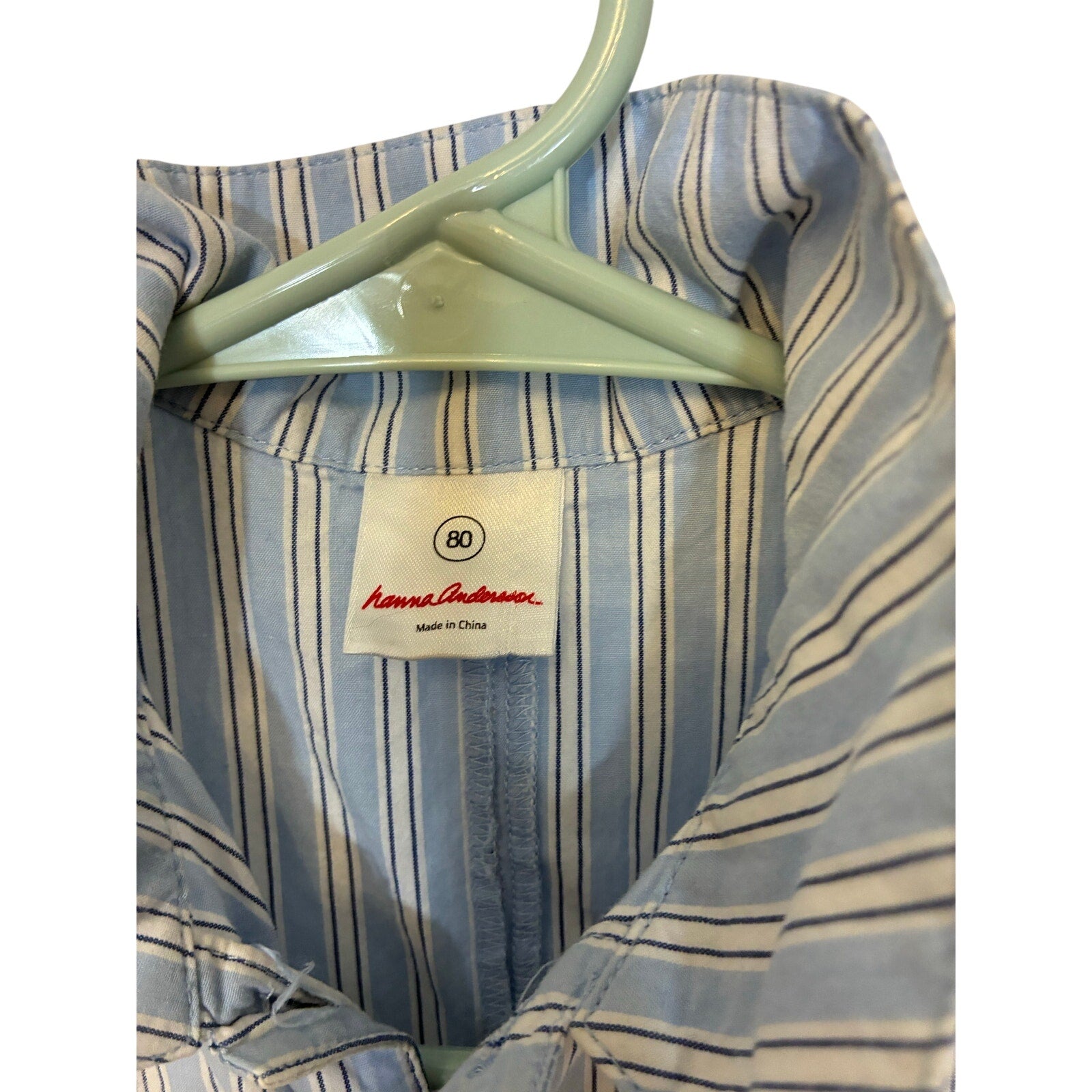 Hanna Anderson Baby's Twill Summer Romper in Light Blue Stripe 18-24 mo Preppy