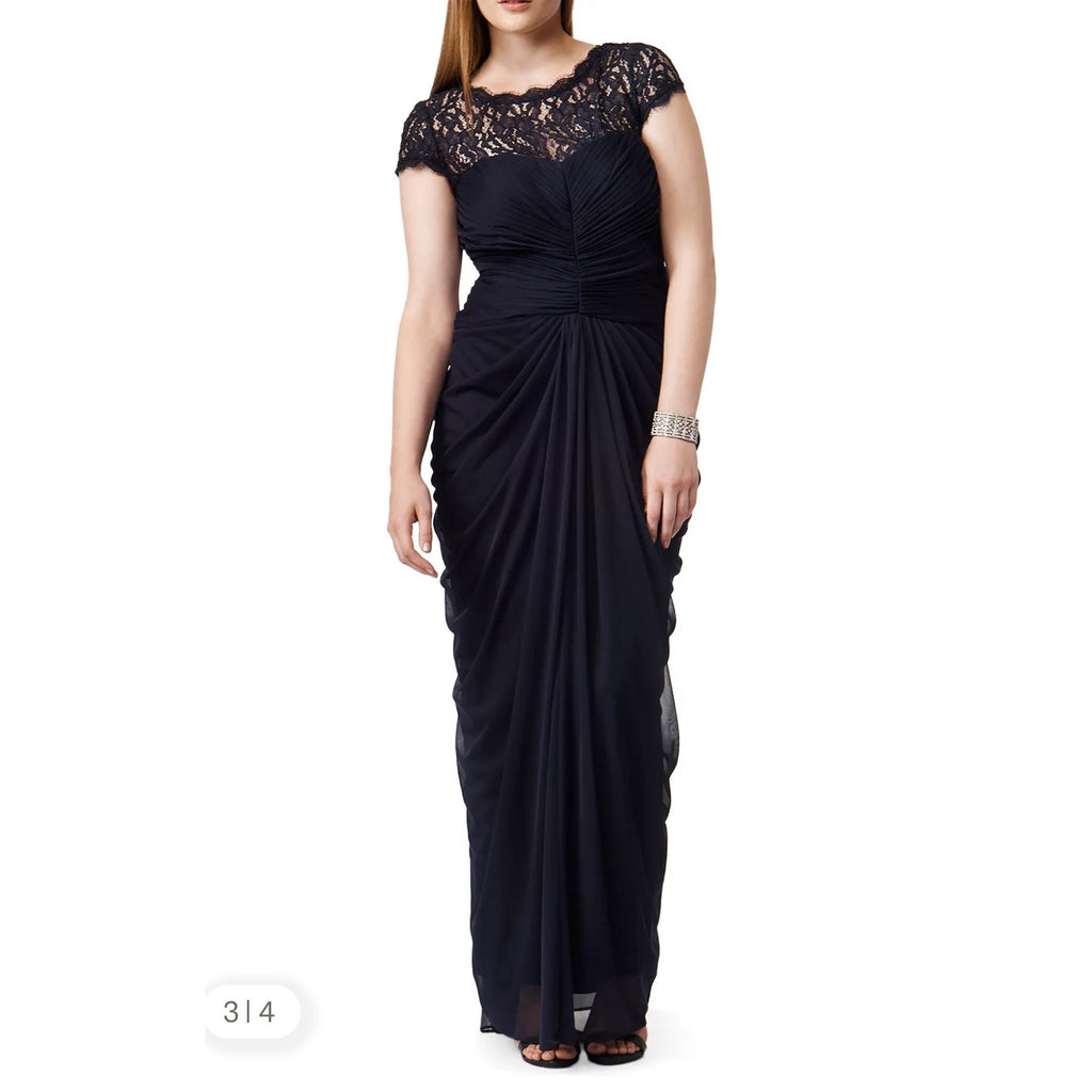 Like a Glove Gown Adrianna Papell Black Evening Event Formal Glam Dress 8