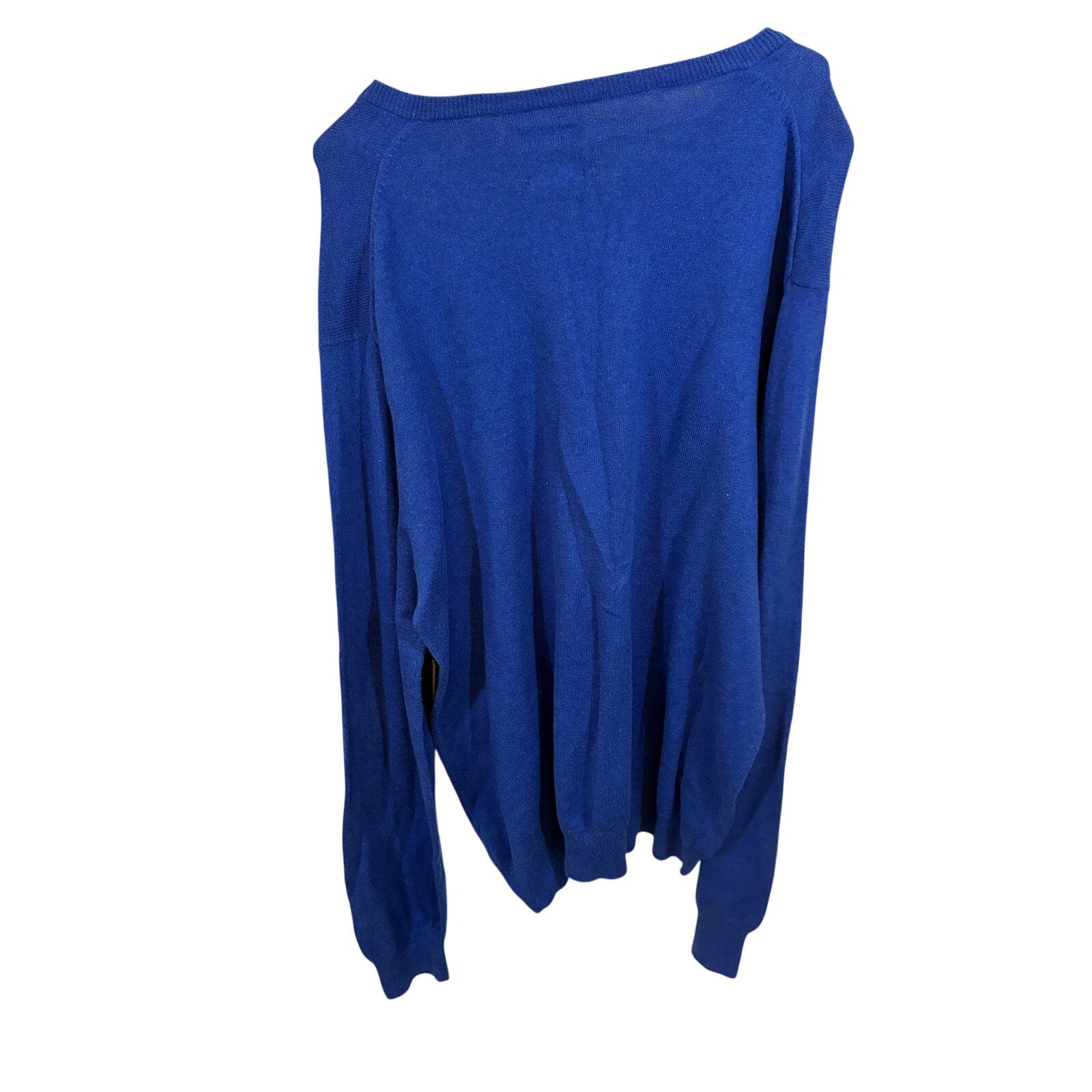 Vintage Chaps Cashmere Blend V Neck Sweater Mens Large Royal Blue Classic Knit
