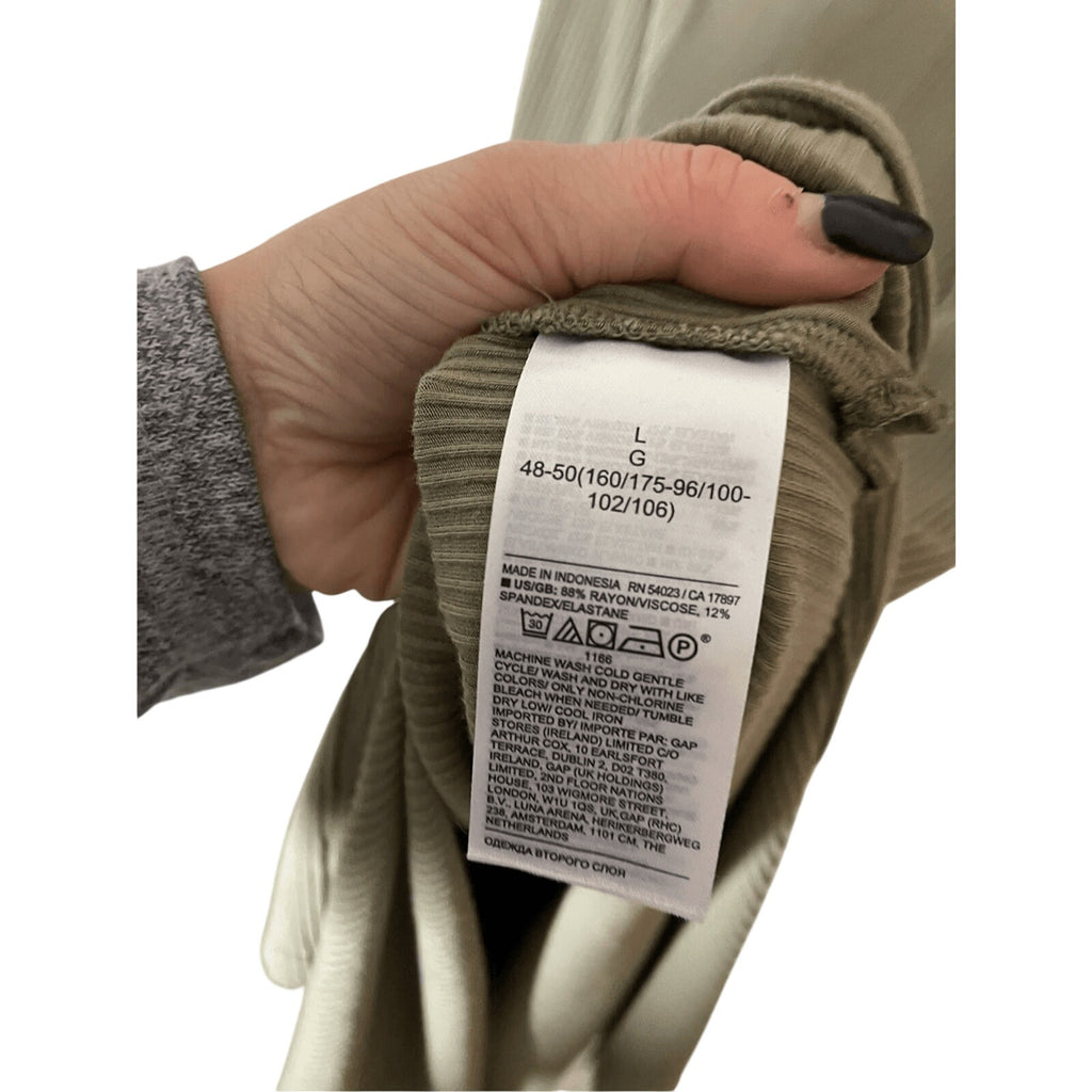 Banana Republic Tate Olive Green Ribbed Modest ONE-SHOULDER DRESS Sz  L