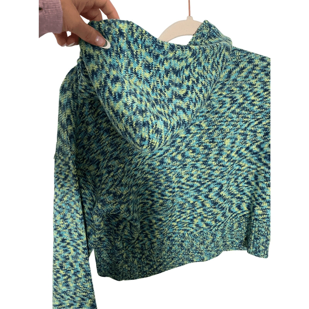 Revolve Superdown Deliah Acrylic Mixed Media Blue Green Cropped Hoodie