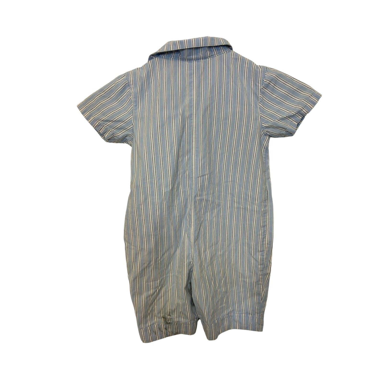 Hanna Anderson Baby's Twill Summer Romper in Light Blue Stripe 18-24 mo Preppy