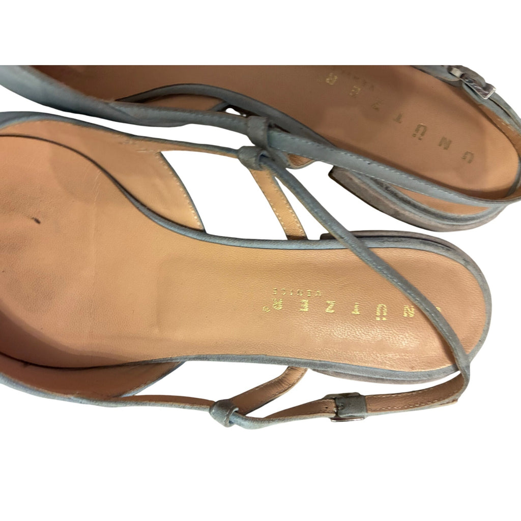 Unützer Italy Two Tone Suede Slingback Flats Cap Toe Blue Gray EU 39 US 8.5