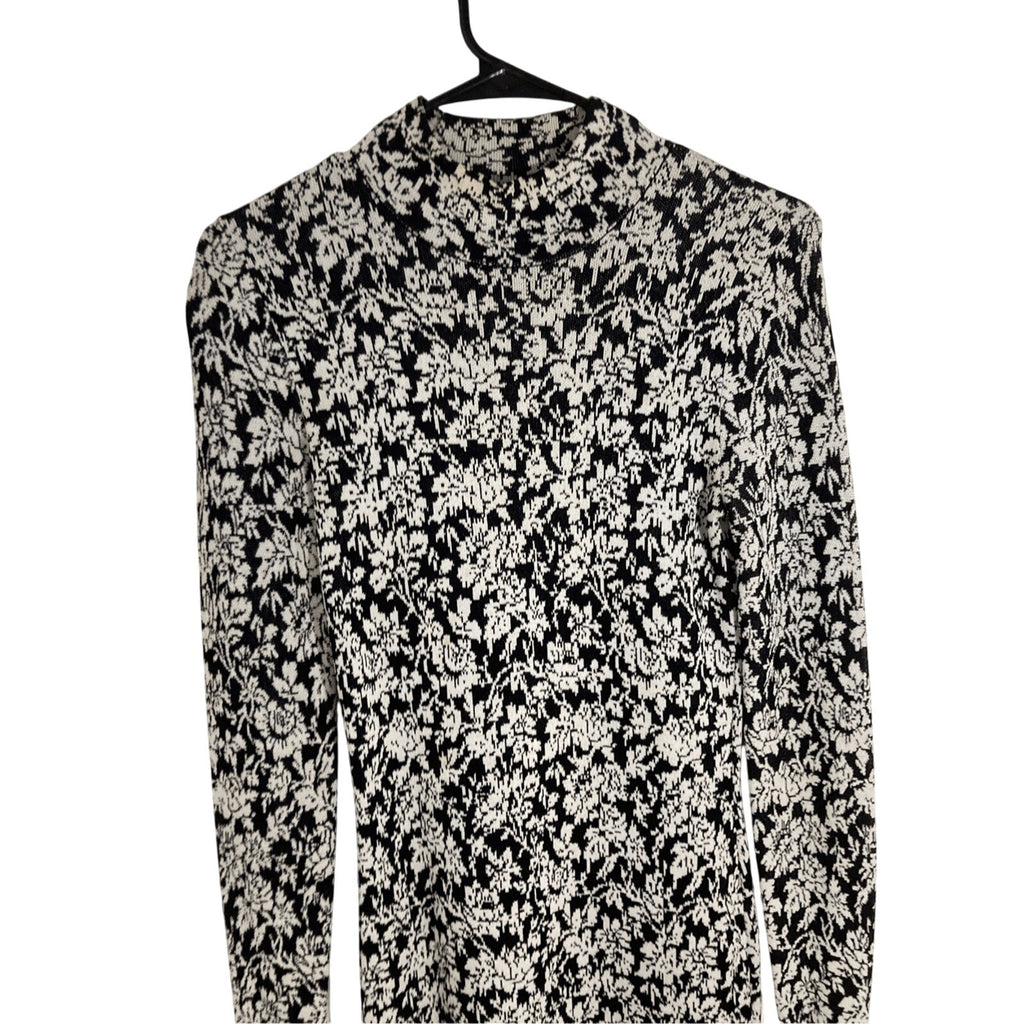 Michael Kors XS Printed Bodycon Long Sleeve Monochrome Dress Formal Classy