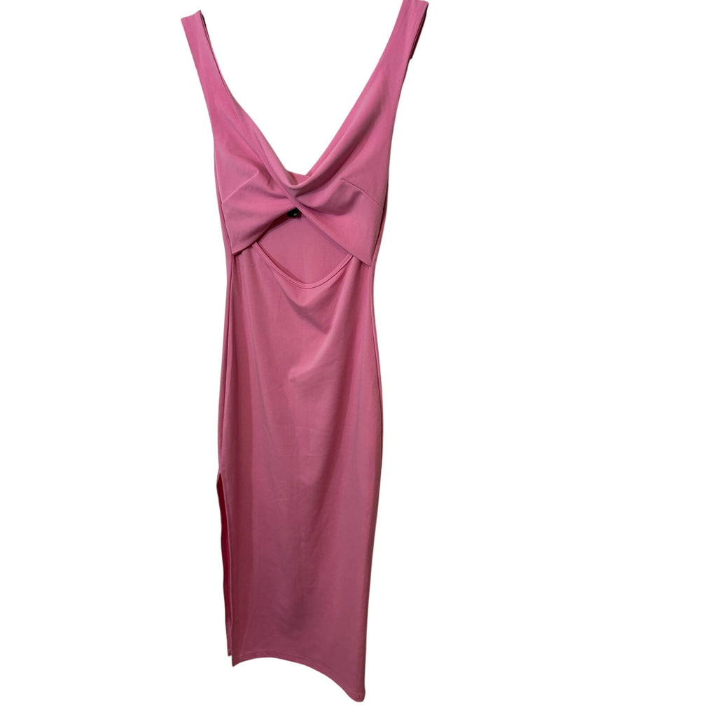 Cider Pink Cut Out Twist Front Midi Dress Coastal Vacation Glam Resort Barbie XS
