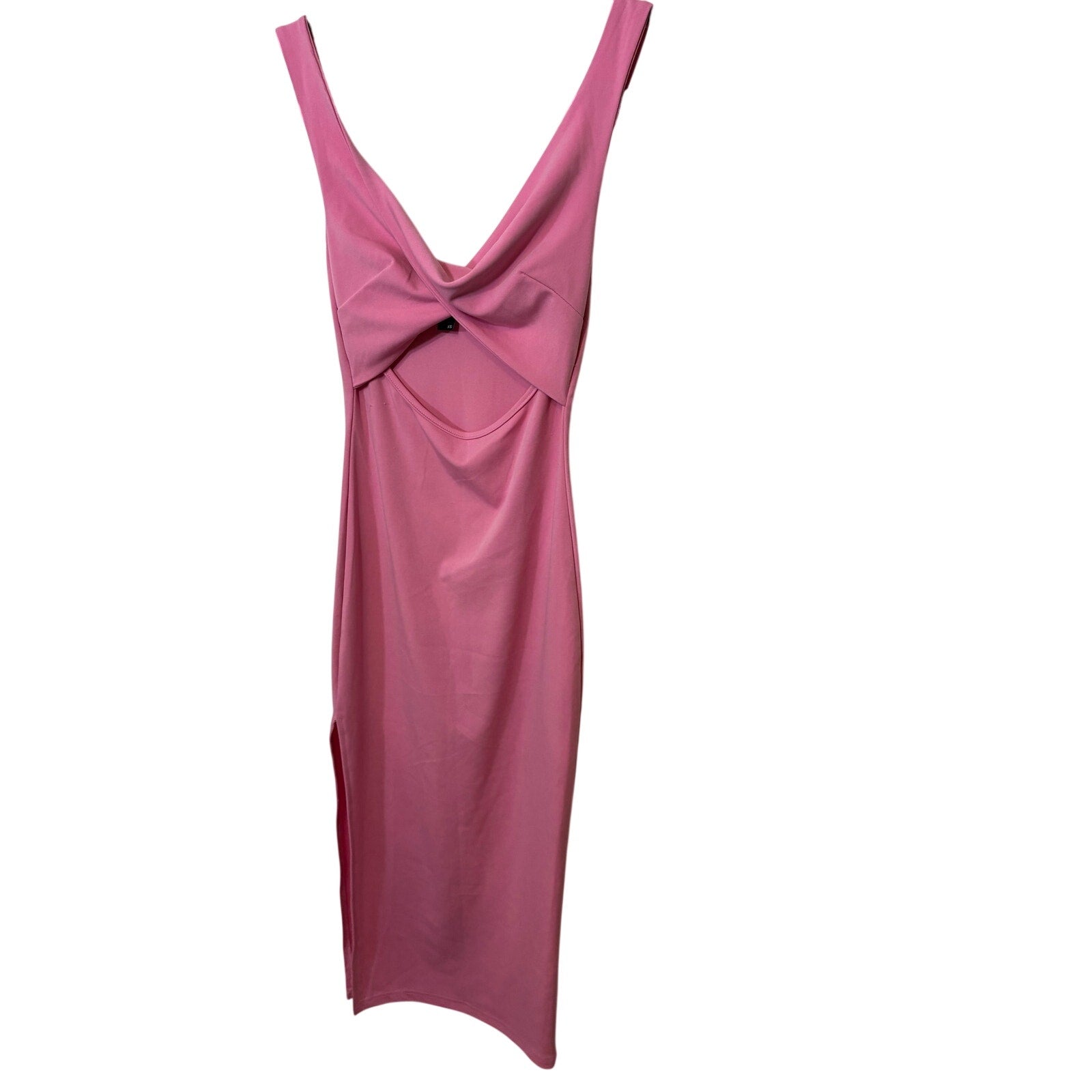 Cider Pink Cut Out Twist Front Midi Dress Coastal Vacation Glam Resort Barbie XS