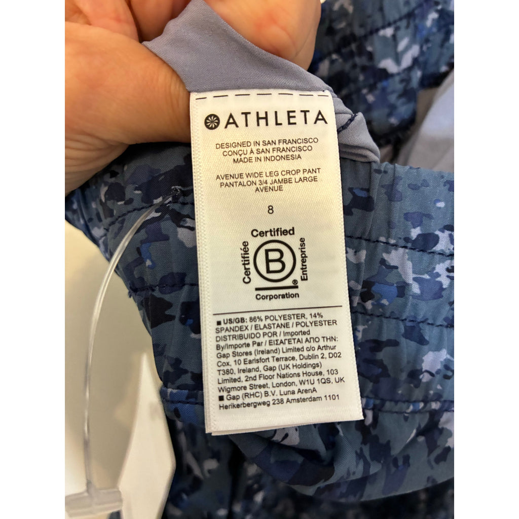 NWT Athleta Avenue Wide Leg Crop Pant Granite Blue Normcore Casual Relaxed