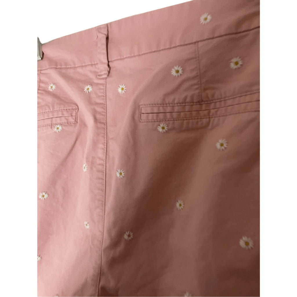 Old Navy Shorts Printed Novelty Chino Cottage Daisy Embroidered Everyday Sz 14
