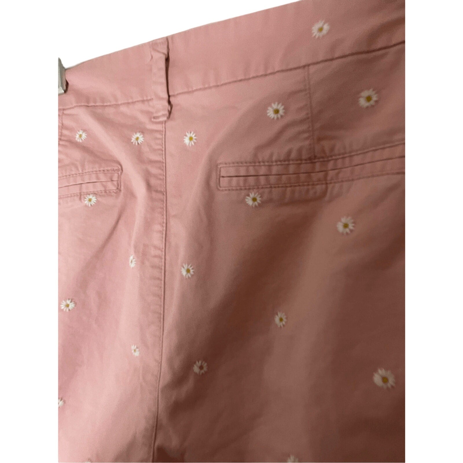 Old Navy Shorts Printed Novelty Chino Cottage Daisy Embroidered Everyday Sz 14