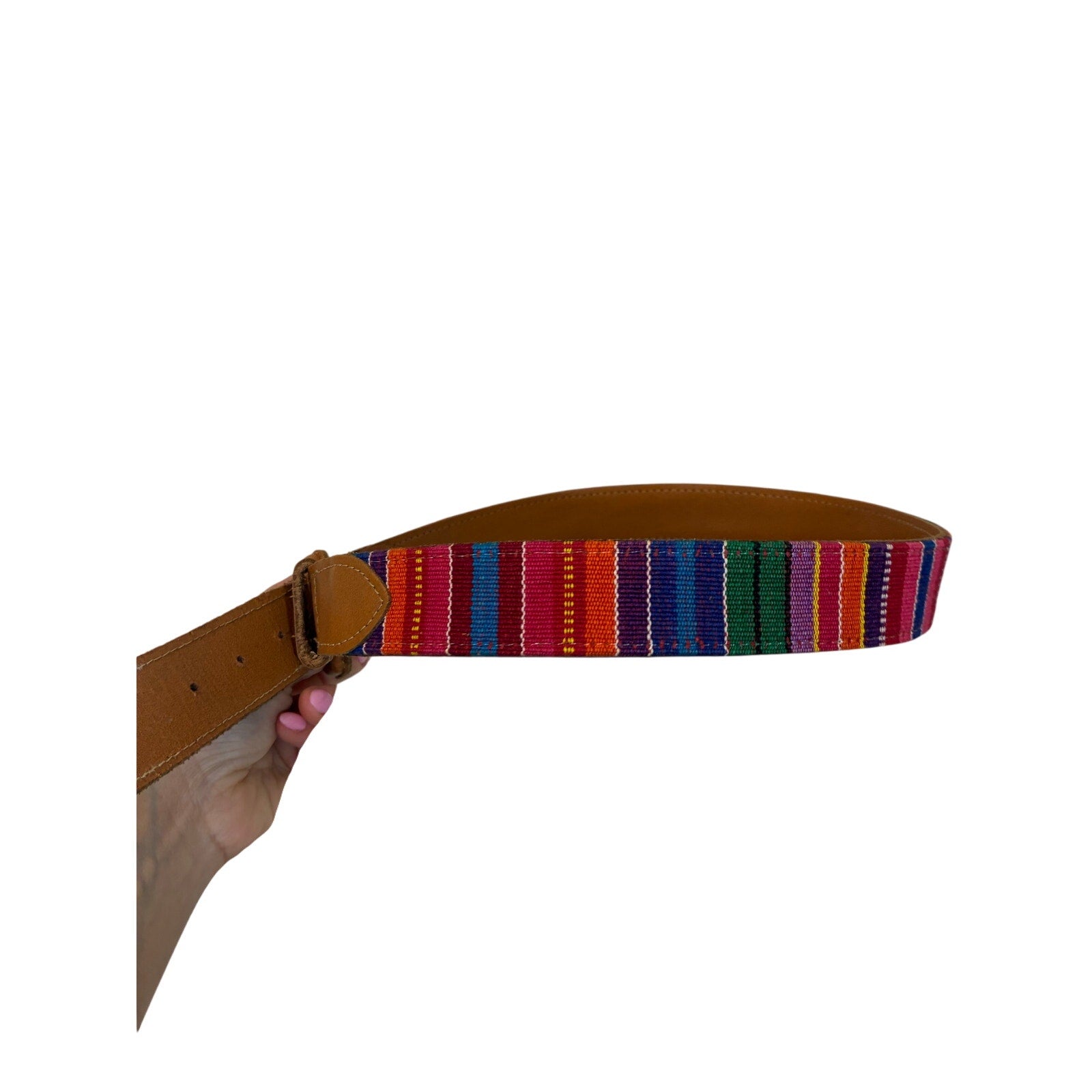 Colorful Woven Guatemalan S Concho Belt Boho Eclectic Rainbow Hippie Woodstock
