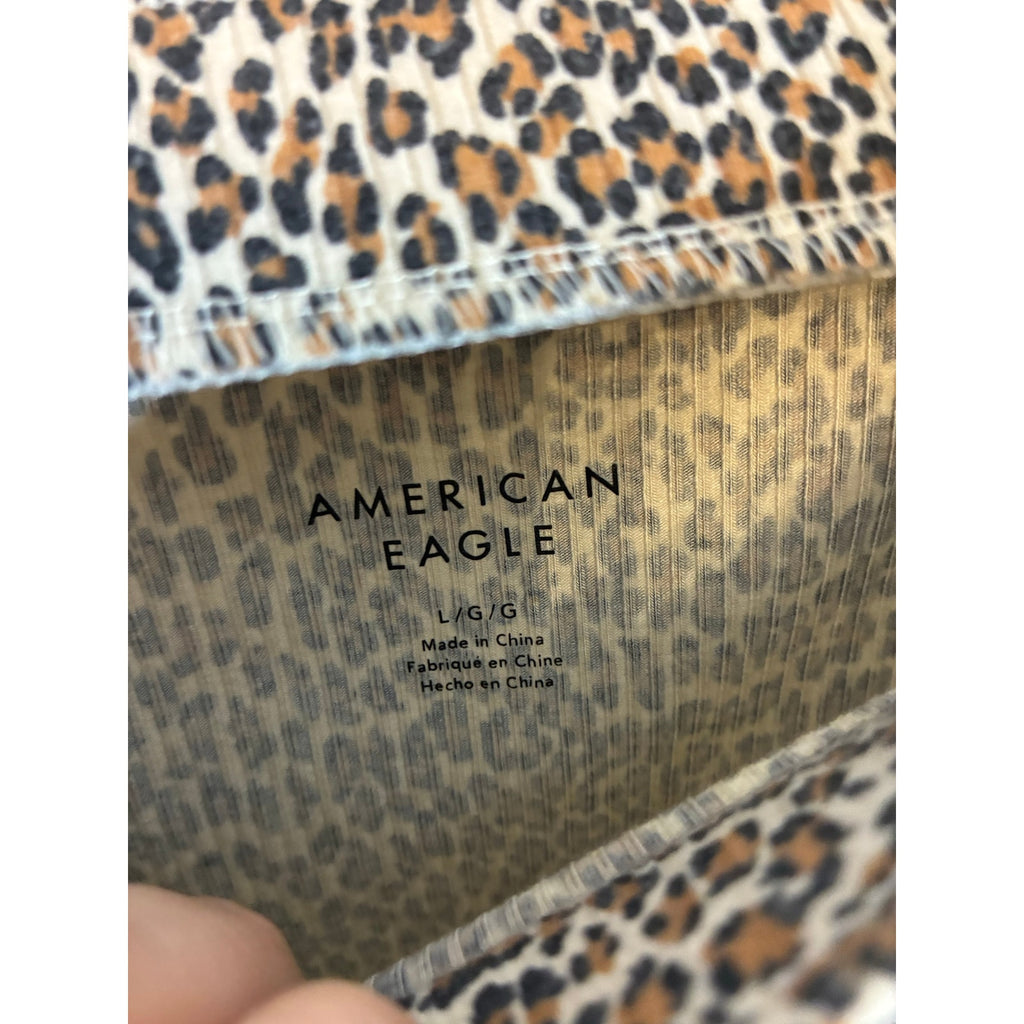 American Eagle Leopard Print Maxi Skirt Side Slit Neutral Animal Print Boho L