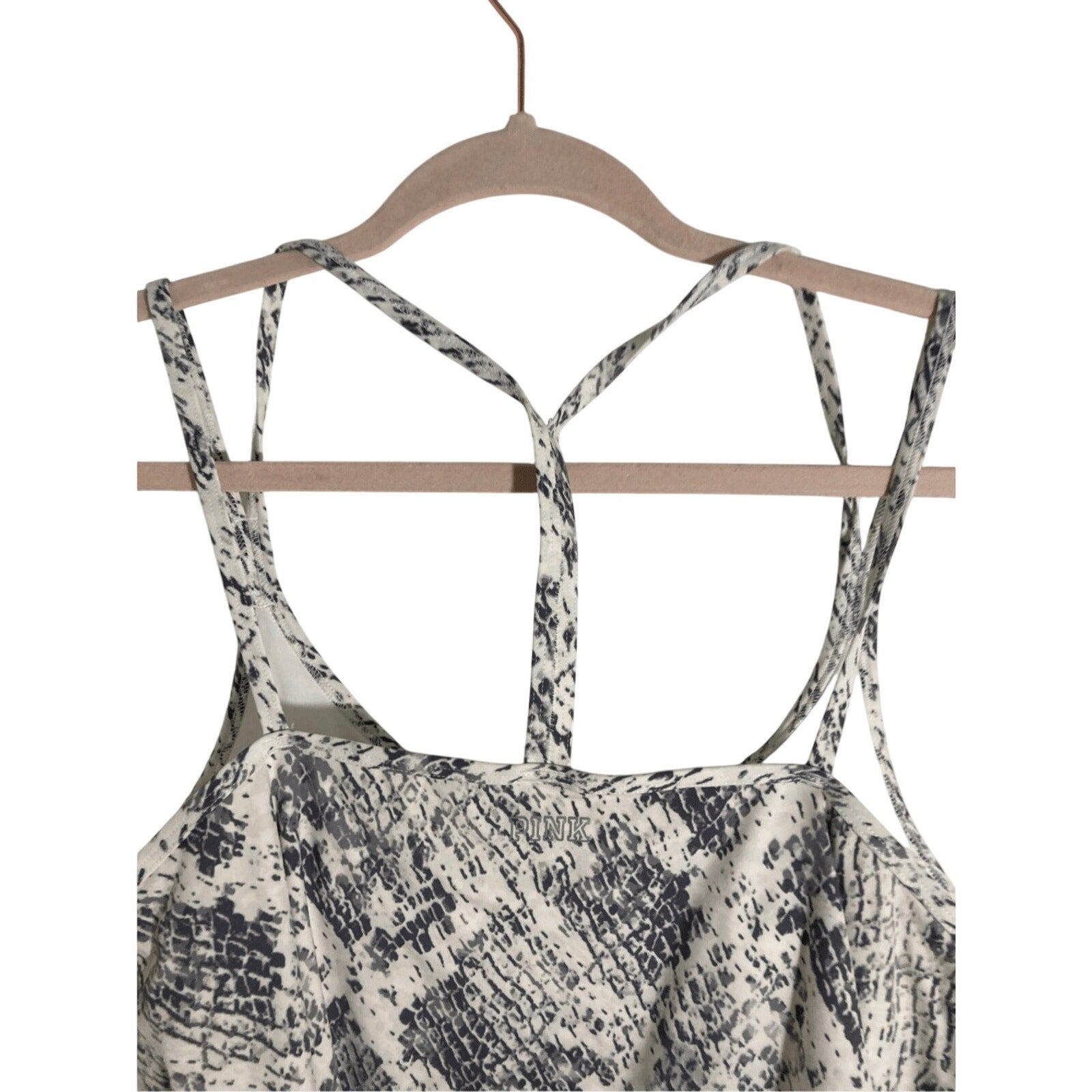 NWOT VS Pink Marble Snake Print Athleisure Workout Racerback Tank Top XL
