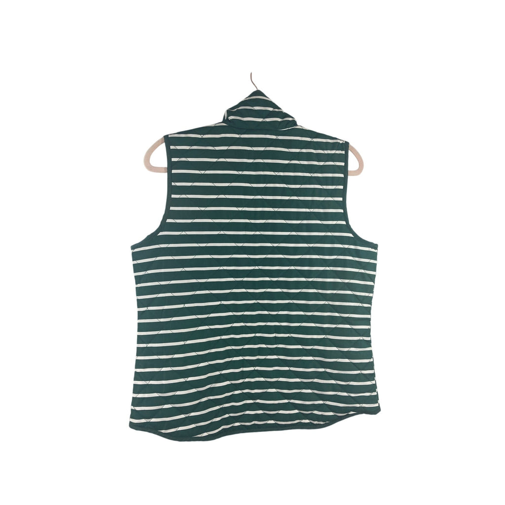 Activology Women's Sleeveless Green  Holidaycore Striped Puffer Vest