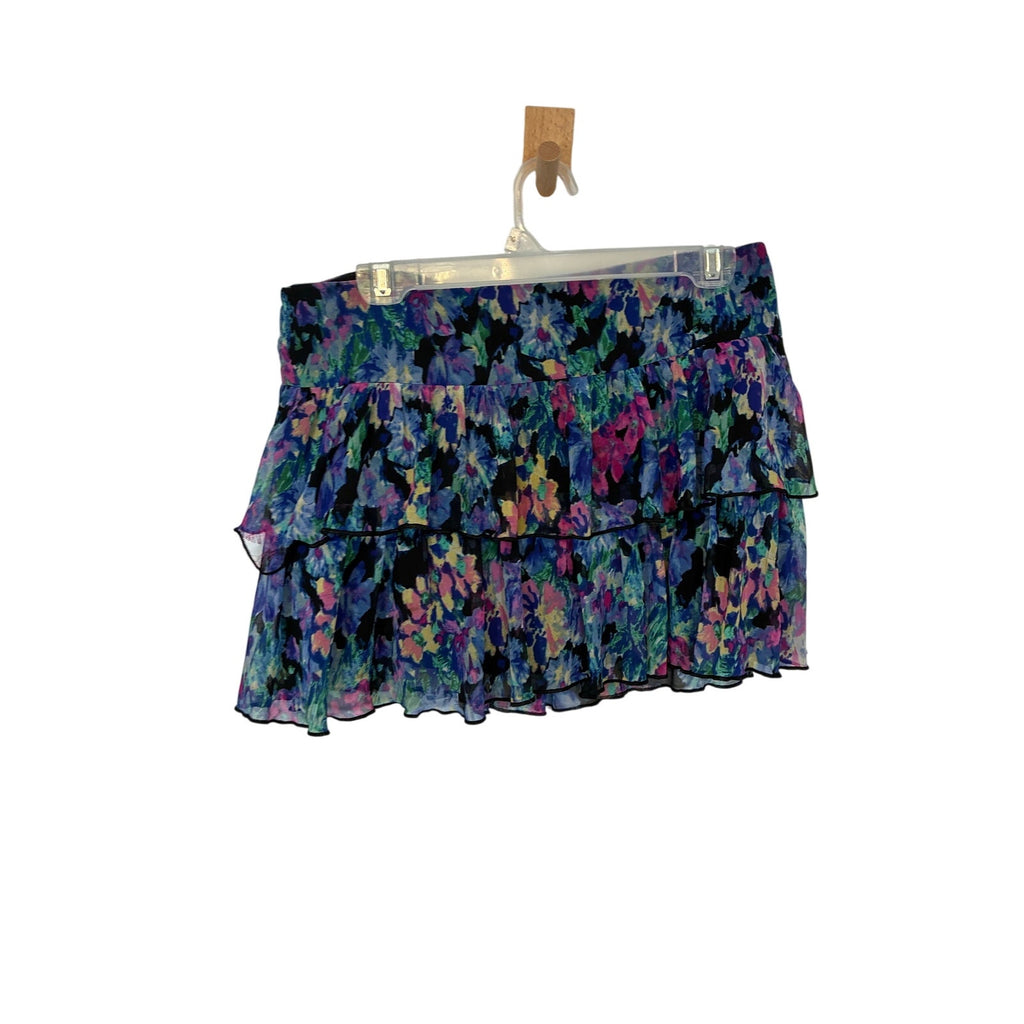 Joe Benbasset Y2K Floral Tiered Ruffle Mini Skirt Multicolor Elastic Waist L