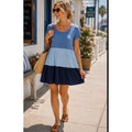 NWT Umgee Tiered Coastal Grandma Euro Summer Beachy Blue Cotton S Minimal Preppy