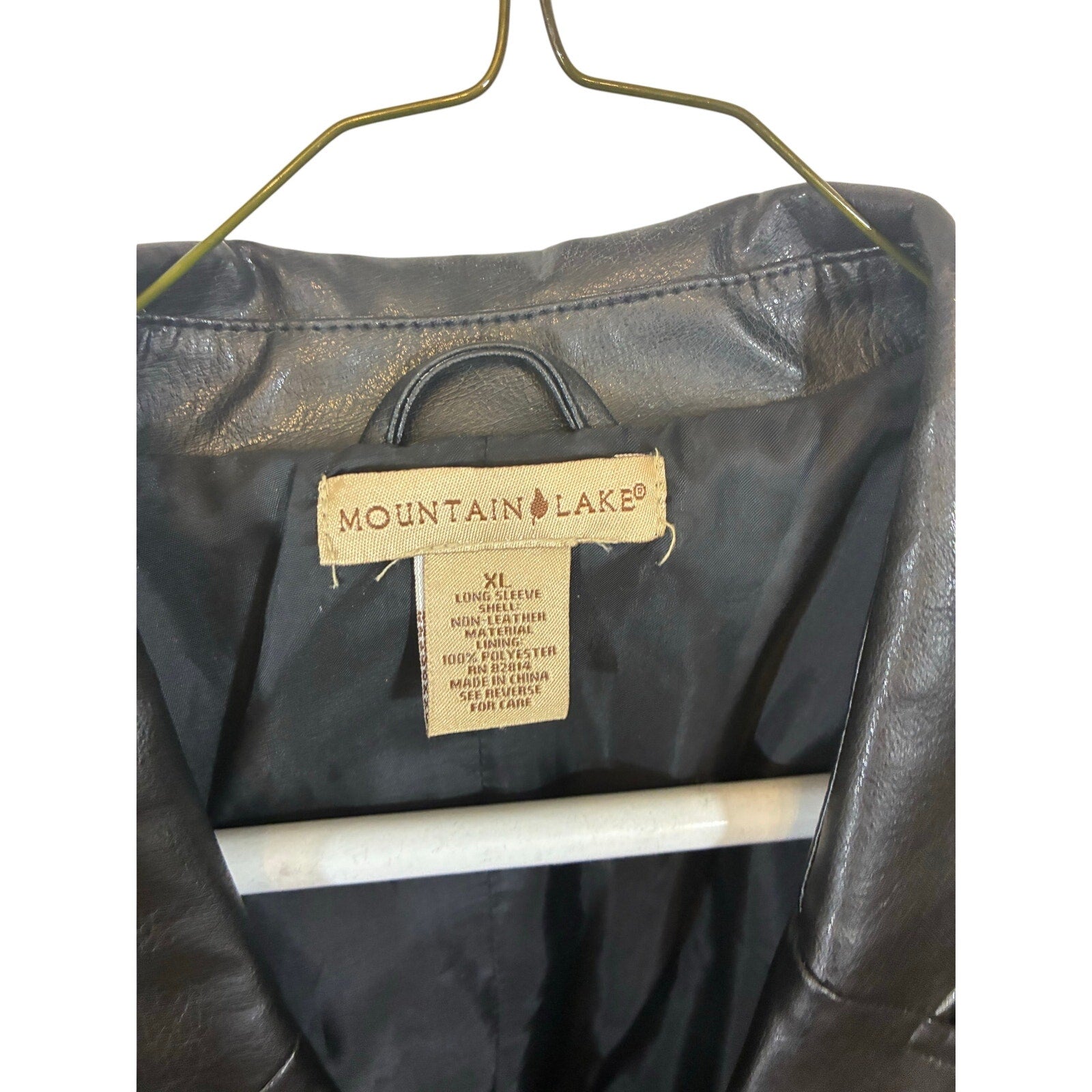 Mountain Lake Petite Women's XL Faux Leather Blazer Jacket Black 3 Button