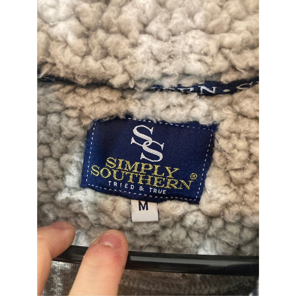 Simply Southern Medium Nomadic Fisherman Grey Quarter Zip Sherpa