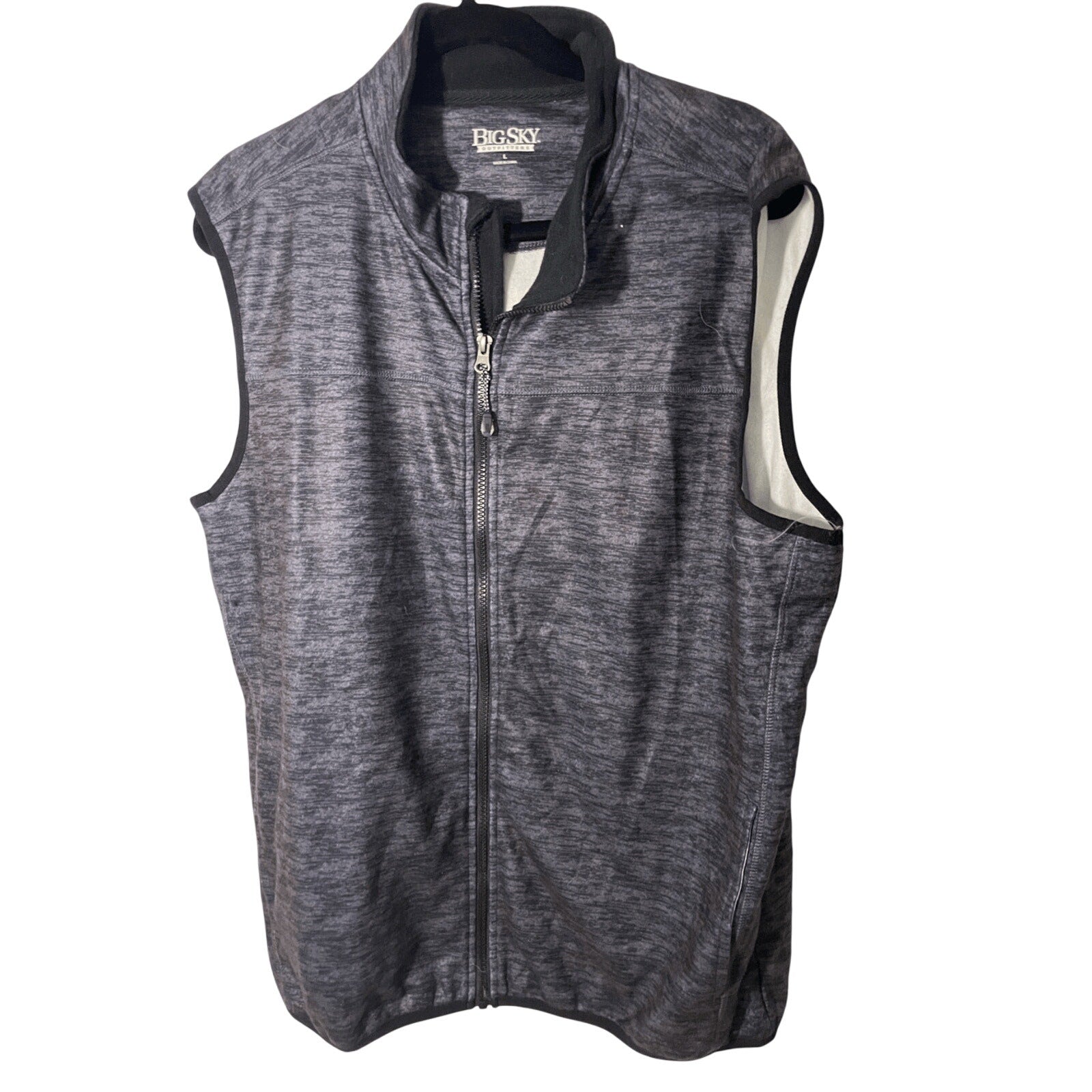 Big Sky Outfitters Men's Grey Front Zip Vest L Gorpcore Utility Outdoors Hike