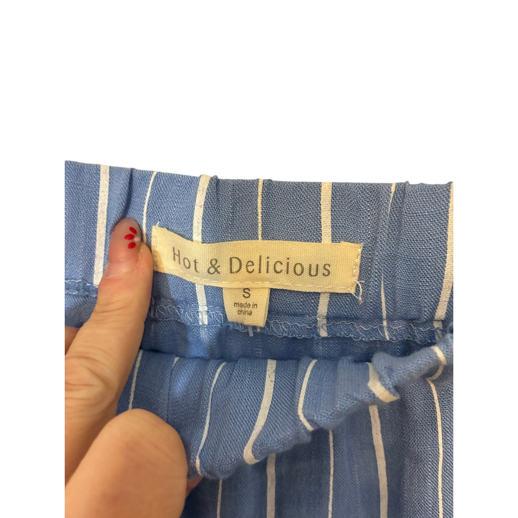 NWT Hot and Delicious Preppy Sailor Strip Off Shoulder Chambray Dress S Nautical