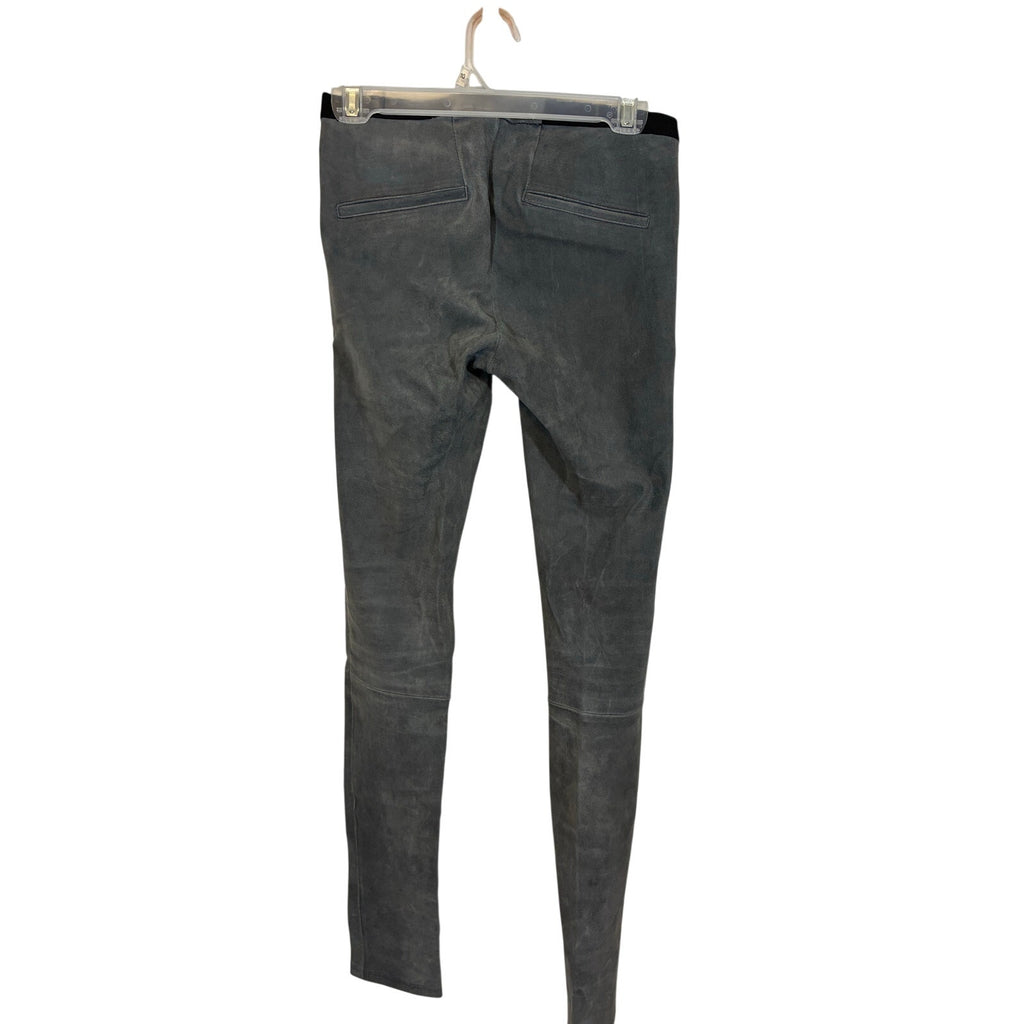 Helmut Lang Patina Grey Lamb Leather Suede Skinny Leggings 2 Designer Celebrity