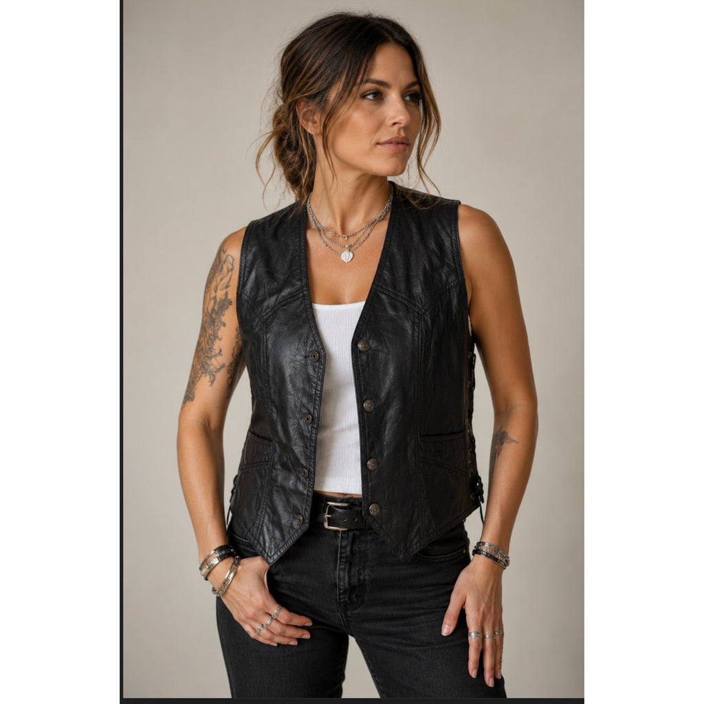 Harley Davidson Rocky Ranch Hides Rock Men's Genuine Hog Leather Biker Vest 2X