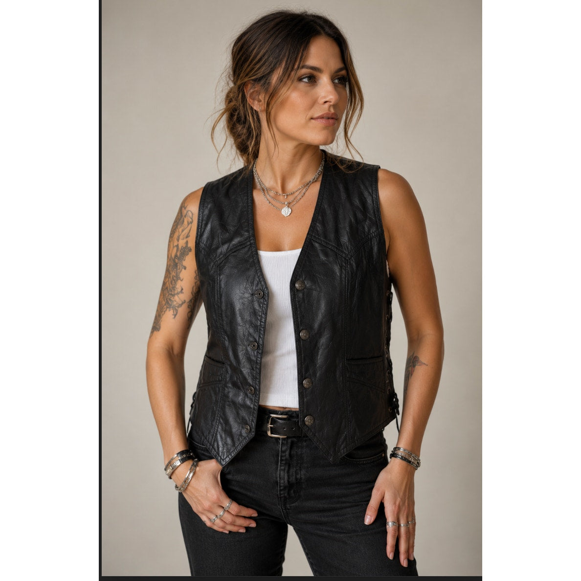 Harley Davidson Rocky Ranch Hides Rock Men's Genuine Hog Leather Biker Vest 2X
