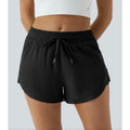 Halara Mid Rise Drawstring Contrast Mesh 2 In 1 Flowy Running Shorts 3"