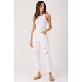Pistola Denim Straight Leg Sz 26 White High Rise Distressed Tapered Mom Jeans