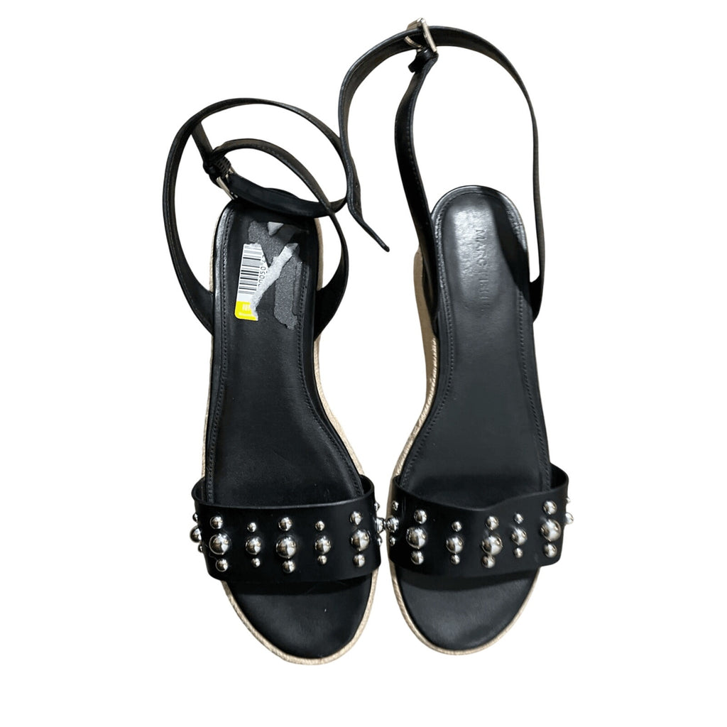 Marc Fisher Joyce Espadrille Platform Sandal Black 8 Casual Preppy Summer Jute 8