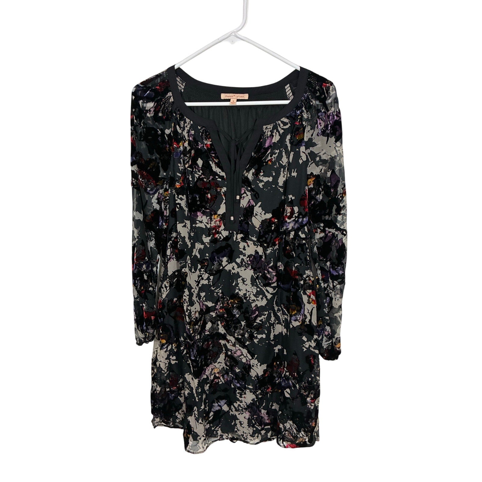Gibson Latimer Crushed Velvet Moody Dress Romantic Whimsygoth Floral Boho