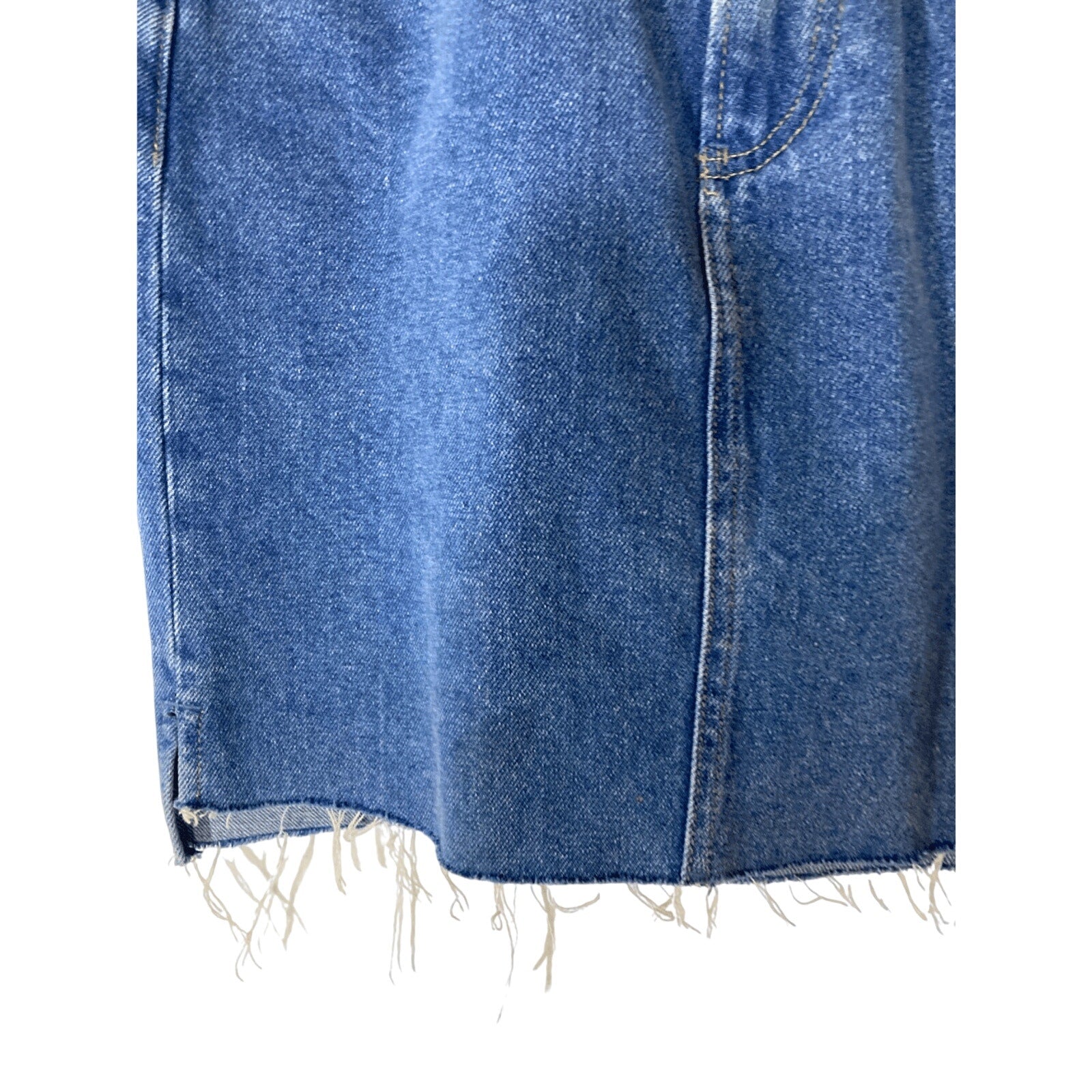 H&M Denim Above Knee Denimcore Y2K Modest Raw Hem Medium Wash Skirt