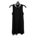 Tiana B Sleeveless Black Embellish Dress 6P Mock Neck Sleek Chic Flowy Event Work
