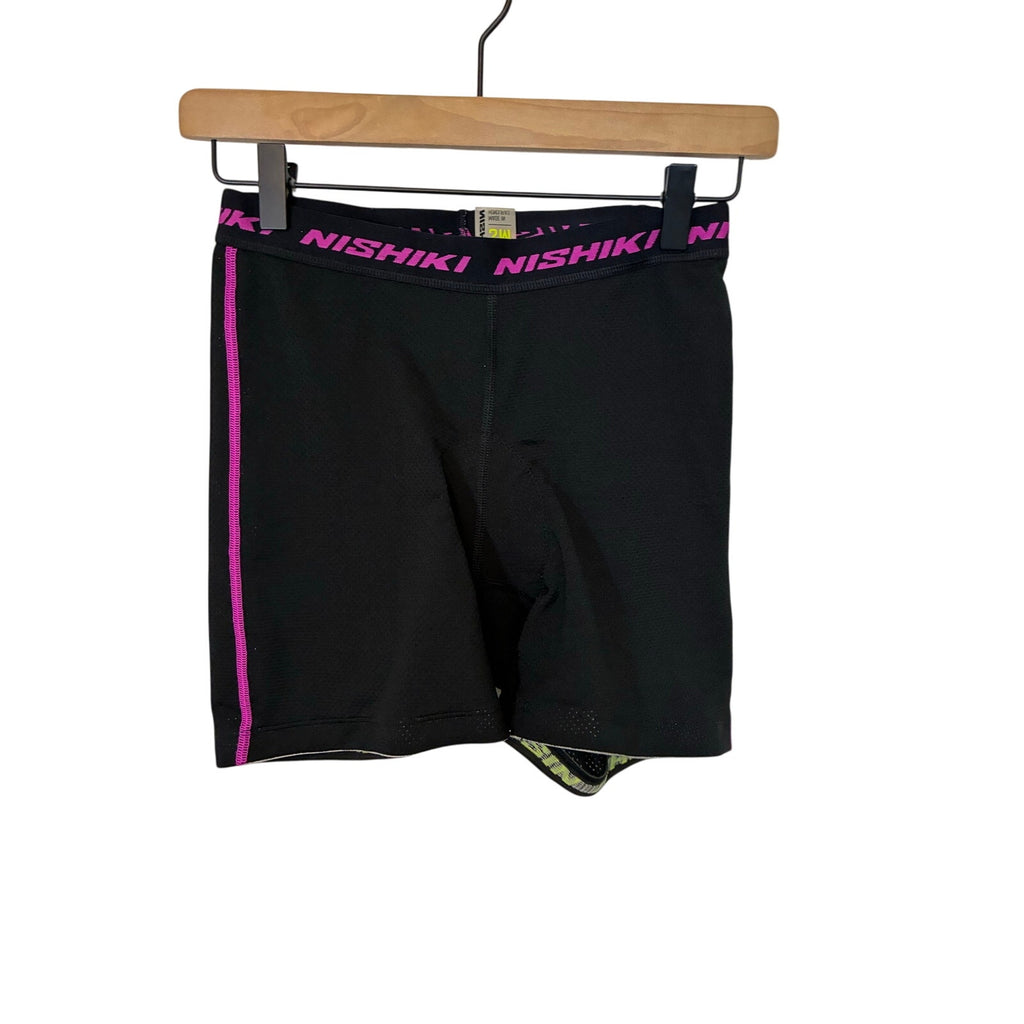 Nishiki Women's Padded Cycling Shorts Black Pink Compression Bike Riding Sz S